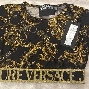 Versace Jeans Collection Black and Gold Women's Top
